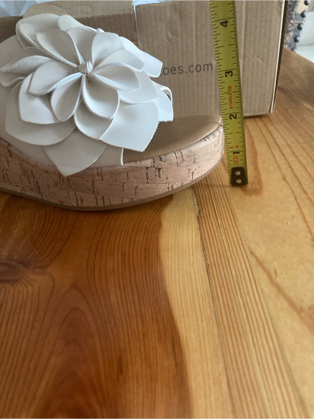 b.o.c. Cream Floral Cork Wedge Slide - Picture 6 of 10